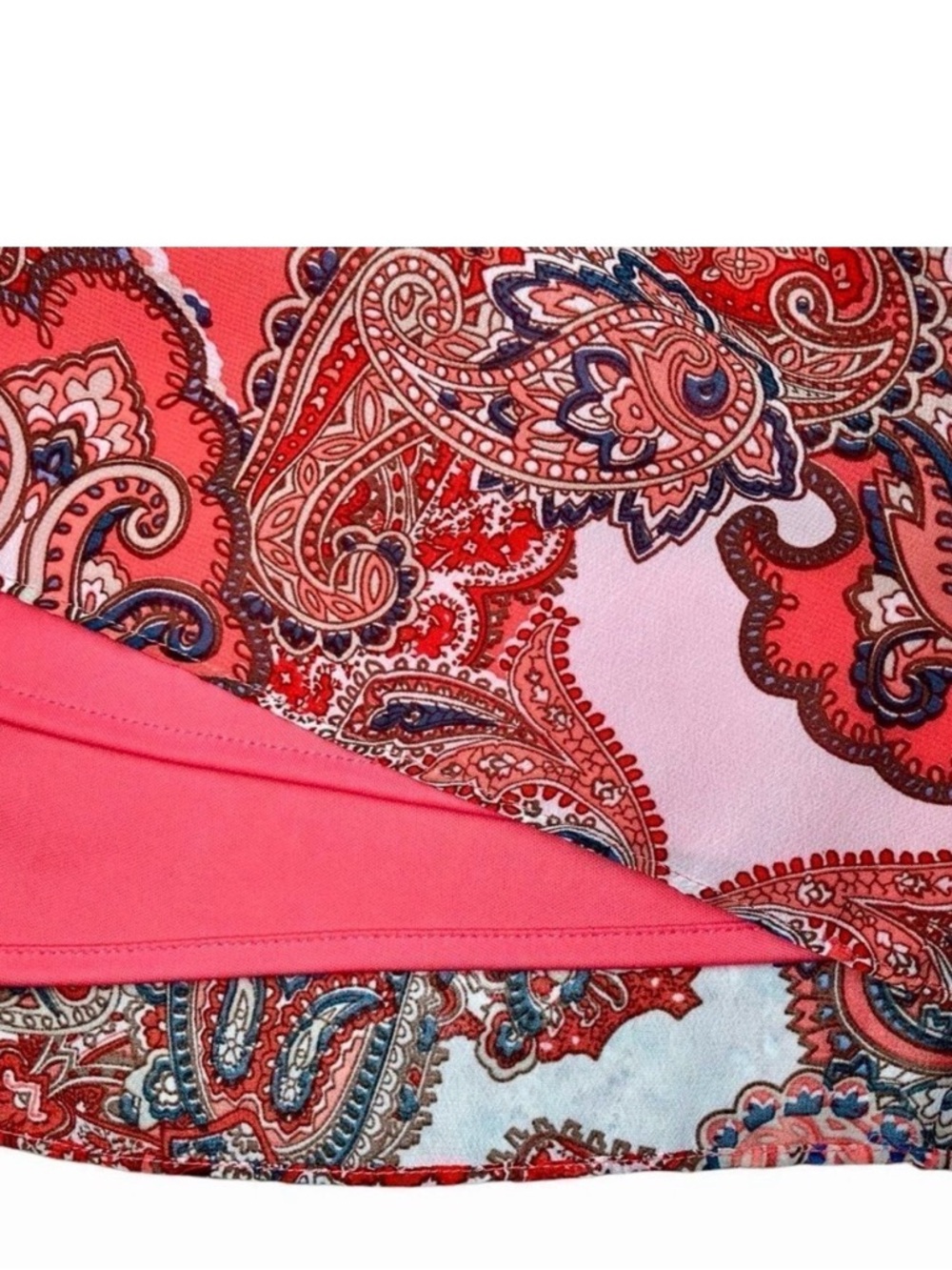 Jessica Howard Coral and Blue Paisley Sleeveless Shift Dress - Picture 7 of 7